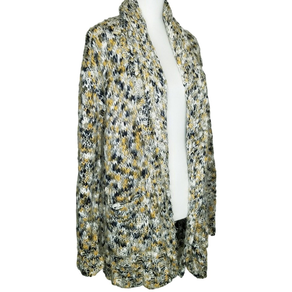 Chunky Knit Cardigan Sweater With Pockets Press Brand‎ M Multicolor Acrylic